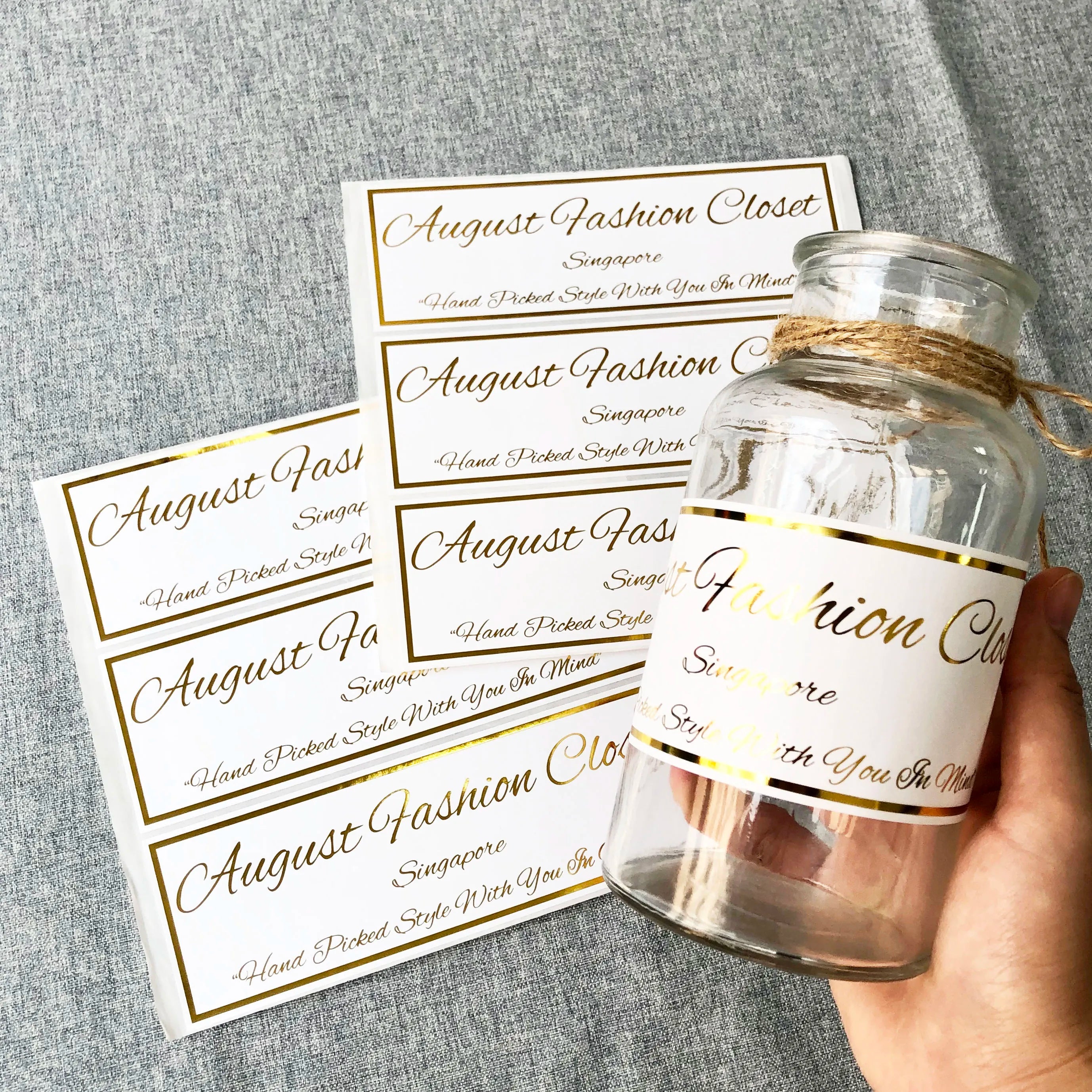 Custom Printed Logo Roll Paper Plastic Vinyl PVC Waterproof Adhesive Food Glass Bottle Packaging Sticker Label Printing