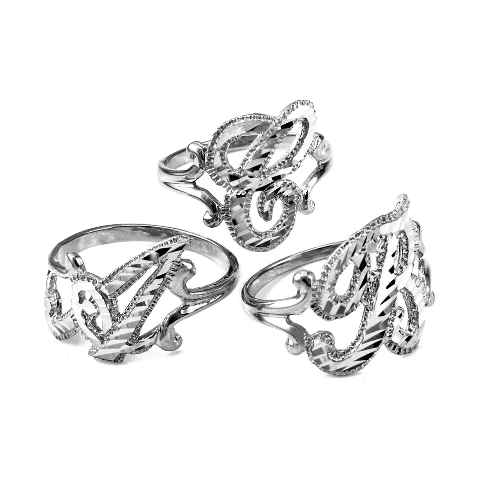 Initial Letter Finger Ring Custom Letter Gold nugget ring Gift Personalized Name Rings S925 Sterling Silver