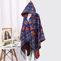 Women Vintage Multifunction Bohemian Shawl Scarf Tribal Fringe Striped Cardigans Blankets Cape Tassel Shawl Poncho