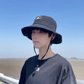 Custom Summer Adults Denim Bucket Hats Cotton Sun Protection Strings Unisex Fishing Ski Casual Cycling Daily Use Featuring