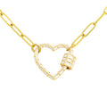 New Designs Unisex Heart Pendant Necklace Geometrical Style Gold Plated Stainless Steel Hip Hop Trendy Link Chain for Gifts