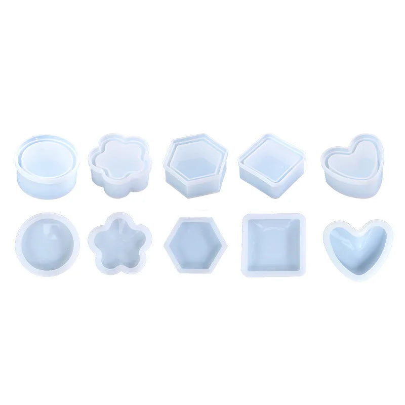 Factory price homemade hexagonal heart shape silicone resin mold storage container box mold for resin casting home decor
