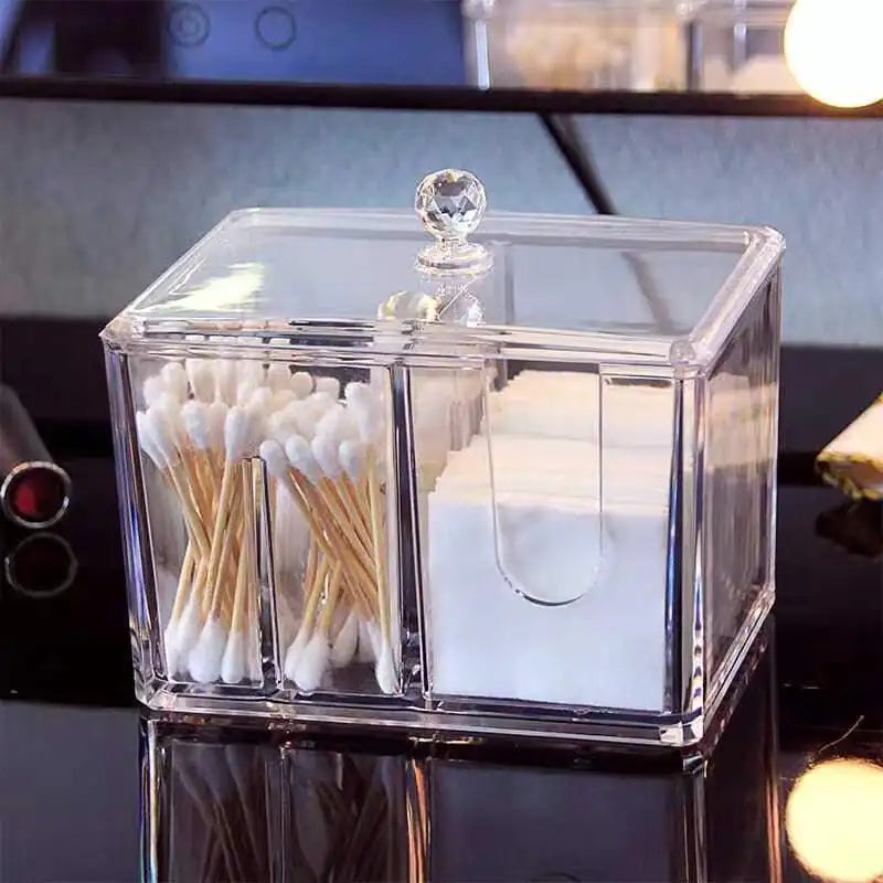 Makeup Cotton Storage Box Cotton Swab Box Dressing Table Dust-proof Lipstick Acrylic Multi-functional Makeup Remover Cotton Box