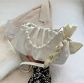 Fashion Women's Bag Pearl Chain Handbag PU Leather Elegant Ladies Messenger Bag Shoulder Bag