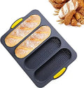 Silicone Loaf Pan Baking Pan for Baking French Baguettes Hot Dog Buns Bread Mold for Baking With Four-hole Baguette Nonstick