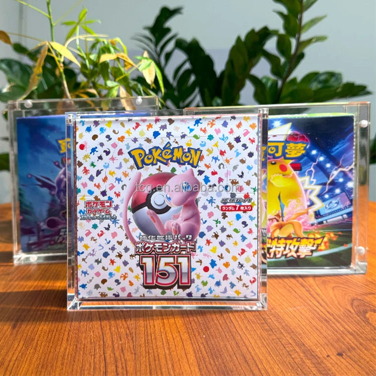 TCG Factory Wholesale Pokemon Acrylic Protection Case Magnetic Japanese Booster Boxes Case Large Size for Pokemon Cards 151