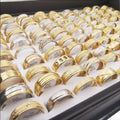 Fashion Multi-style Jewelry Ring Mixed Batch Stainless Steel Stainless Steel Matte Gold Color Men's Ring Wholesale for Men Women