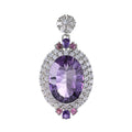 Exquisite Rhodium Plated 925 Silver Natural Amethyst Pendant Charm Pendants Jewelry for Women's Anniversary Gift