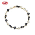 Black Diamond Classic Style Square Splicing 18K Gold Plated Luxury Bangle Bracelet Natural Stone Bracelets