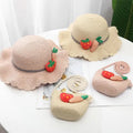 New Bags  Children's Straw  Hat Summer Handbags Girl Travel Wild Beach Accessories Sweet Kids Straw Hats Bag Set