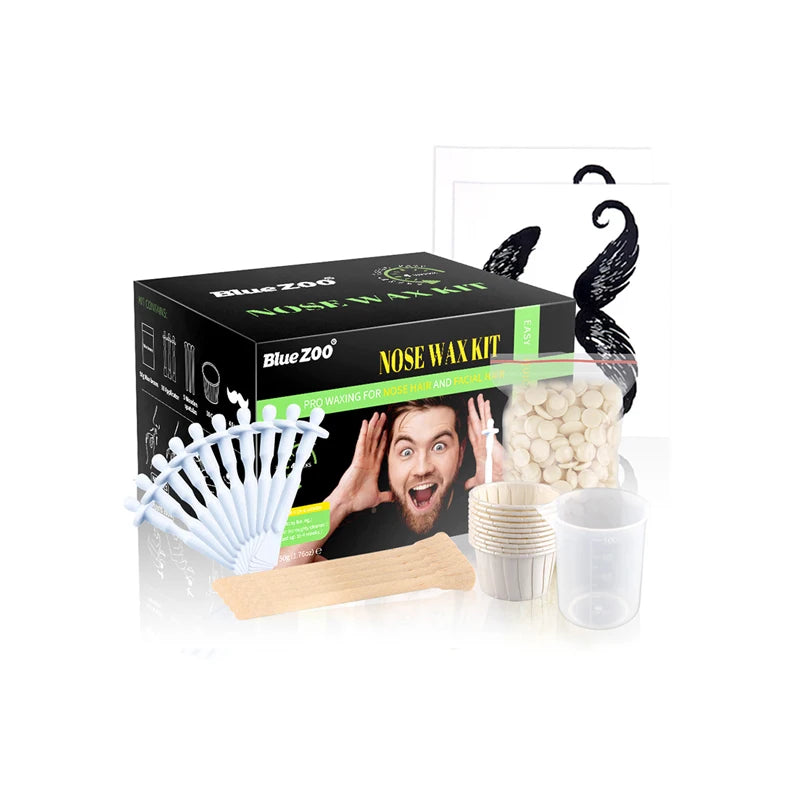 Nose Hair Removal Wax Set Beard Sticker Wax Beans Melting Wax Paper Cup Wooden Stick Nose Hair Stick Measuring Cup Manual