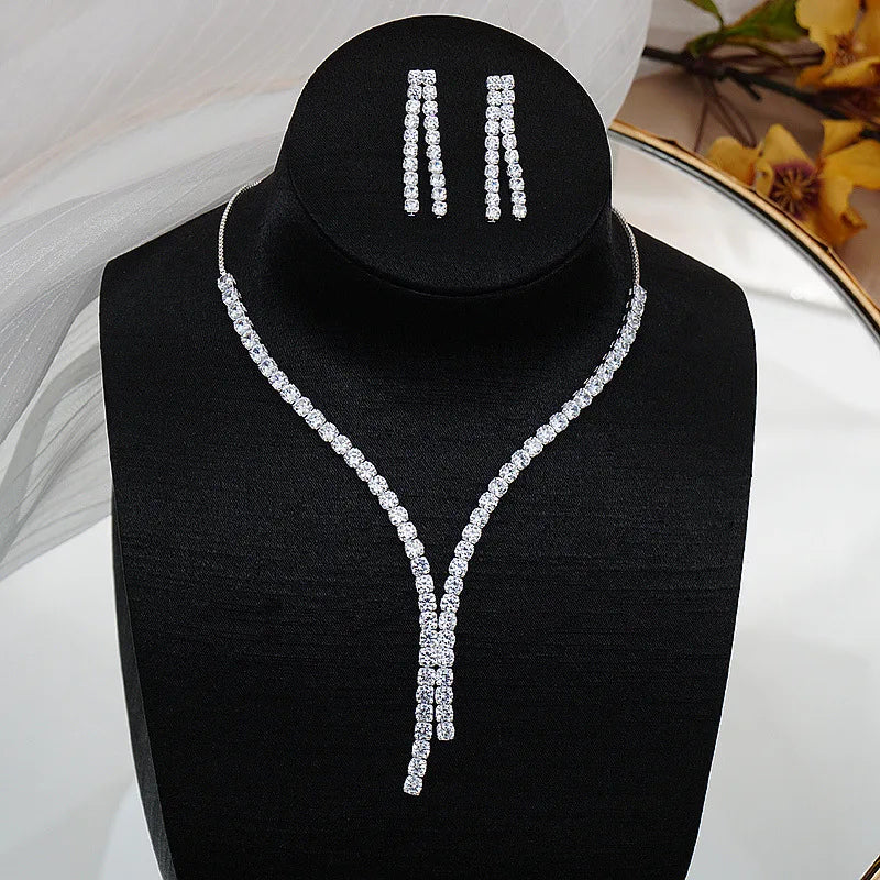 DAIHE Set-3373 Luxury Engagement Wedding Jewelry Necklace and Earring Set Women's Alloy Simple Design