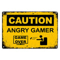 Caution Angry Gamer Wholesale Custom Printing Bar Cafe Metal Poster Plaque Vintage Retro Sign Wall Decor Home Tin  Metal Plate