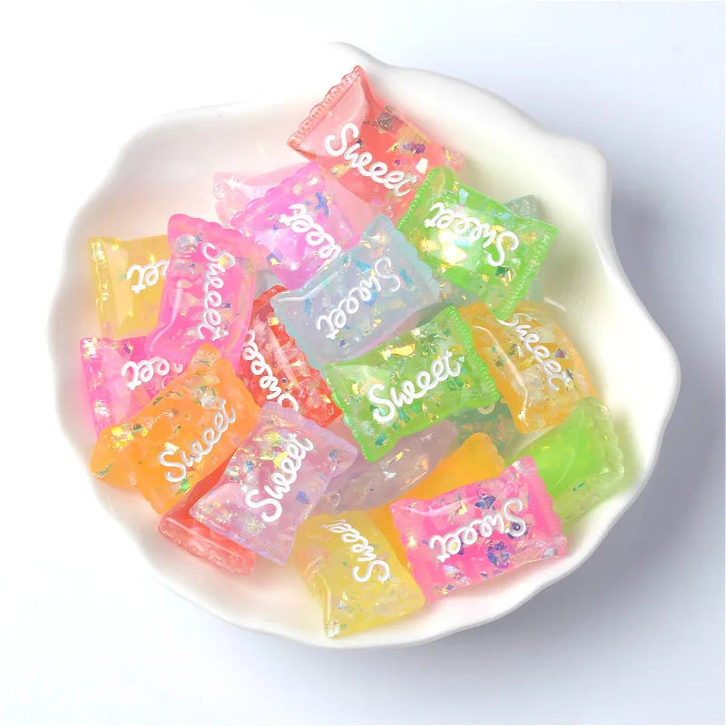 Simulation Diy Accessories Jelly Colored Flat Back Artificial Sweet Candy Resin Cabochon