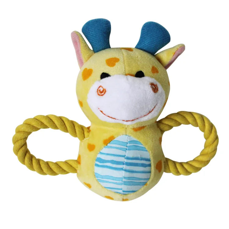 Double Cotton Rope Handle Fawn Interactive Pet Toy Durable Plush Chew Toys for Dogs