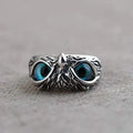 Fashion Vintage Opal Owl Rings With Charms Retro Animal Open Adjustable Universal Ring Jewelry Gift