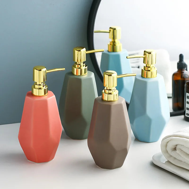 Nordic Style Custom Ceramic Soap Dispenser Bathroom Set Bottle for Kitchen Use