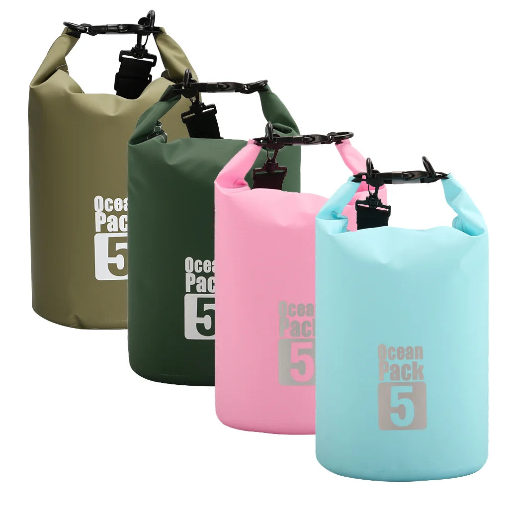 Waterproof Dry Bag 5L Custom Logo 500D PVC Camping Hiking Boating Backpack Kayak Ocean Pack Sack Sport Beach Gear