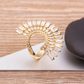 QIKU Top Quality Open Screen Exquisite Copper Zircon Opening Adjustable Ring New French Romantic Female Wedding Accessories Gift