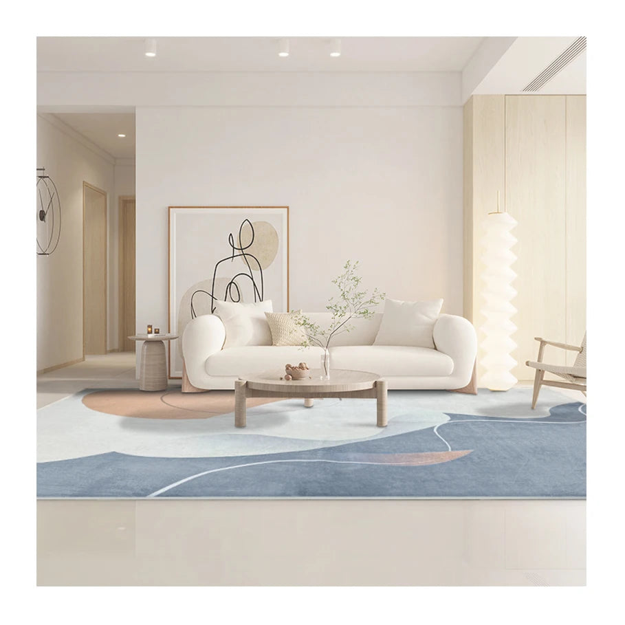 Abstract Blue Multi Modern Contemporary Carpet Throw Rugs Polyester for Entryway