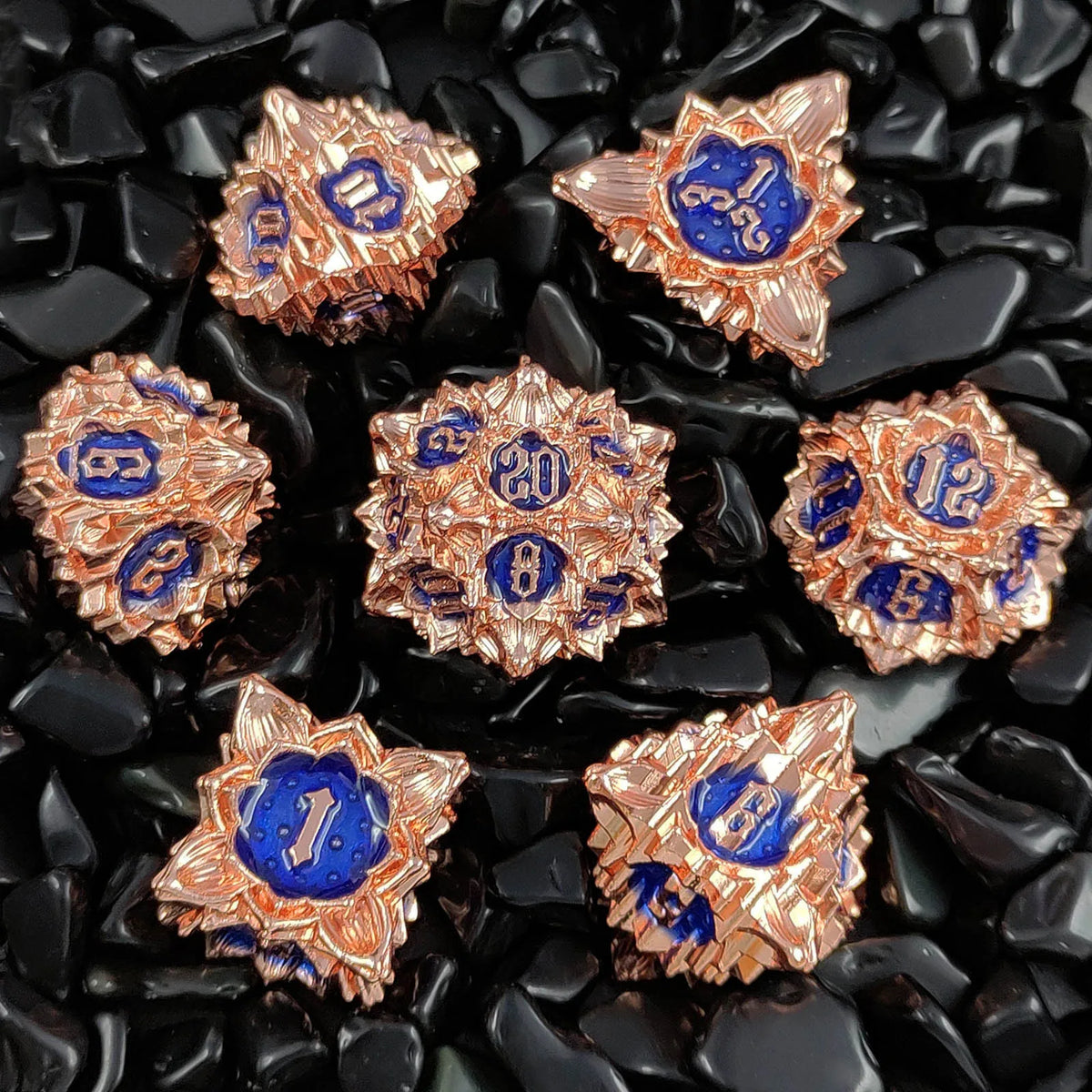 LM Wholesale DND Bulk Dice Table Game Accessories Custom Polyhedral Metal 7-Piece Eco-Friendly & Durable Dice Set with Numbers