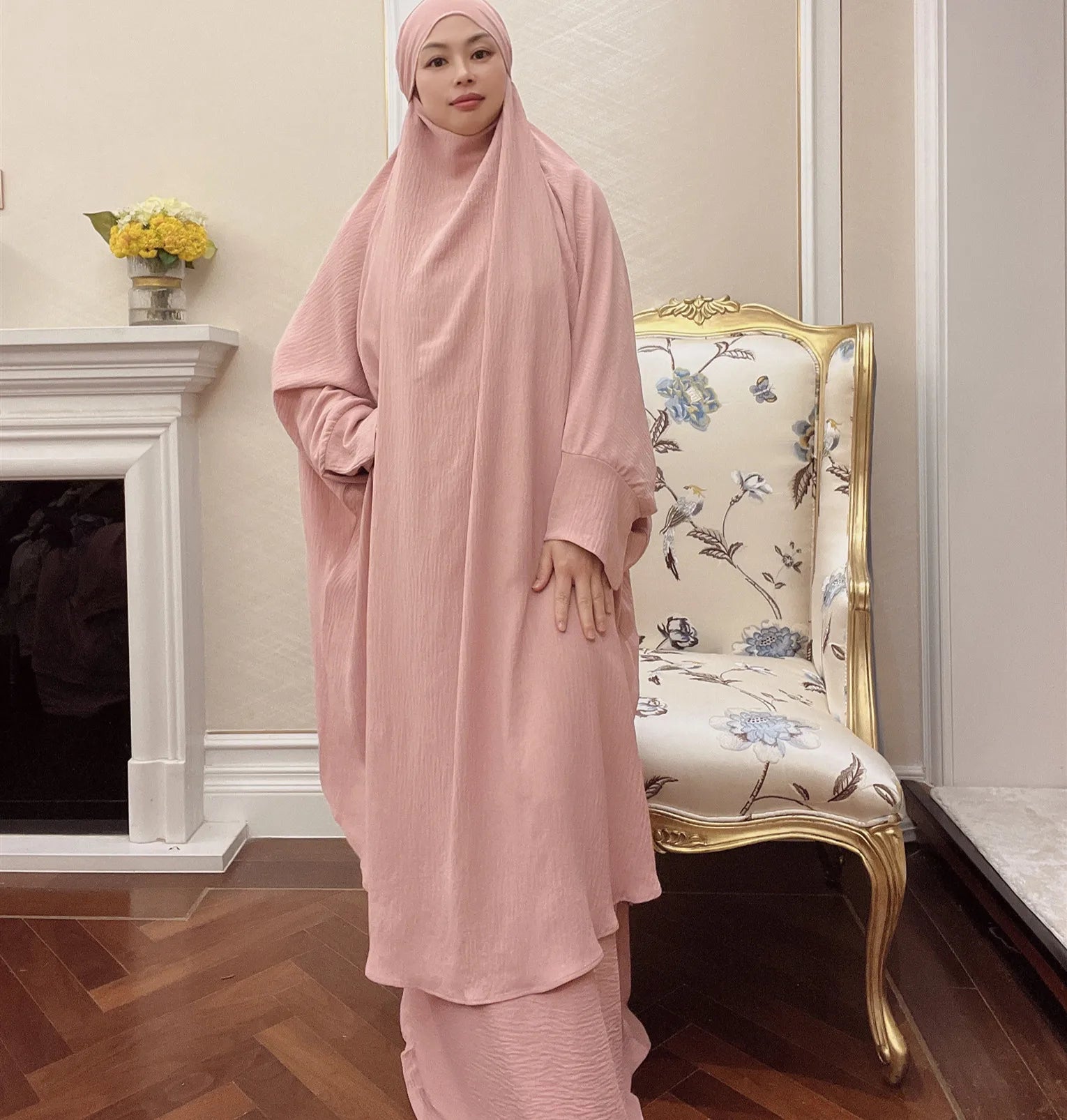 Loriya Islamic Prayer 2 Piece Abaya Set Dubai Khimar Long Hijab Jilbab Chador Abaya Islamic Clothing Overhead Abaya Women Muslim
