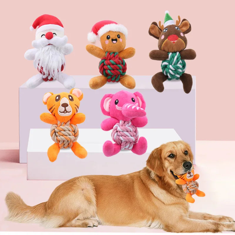 Pet Christmas Series Toy Dog Plush Sounding Cotton Rope Dog Toy Chew Pet Dog Toys