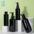 YAN Packaging 100ml 200ml Violet Black Glass Shampoo Essence Oil Serum Bottles with Pump Cap Men Cosmetics