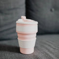BPA Free Eco-Friendly Reusable Collapsible 350ml Silicone Sippy Coffee Cups with Lid No-Spill Leak-Proof