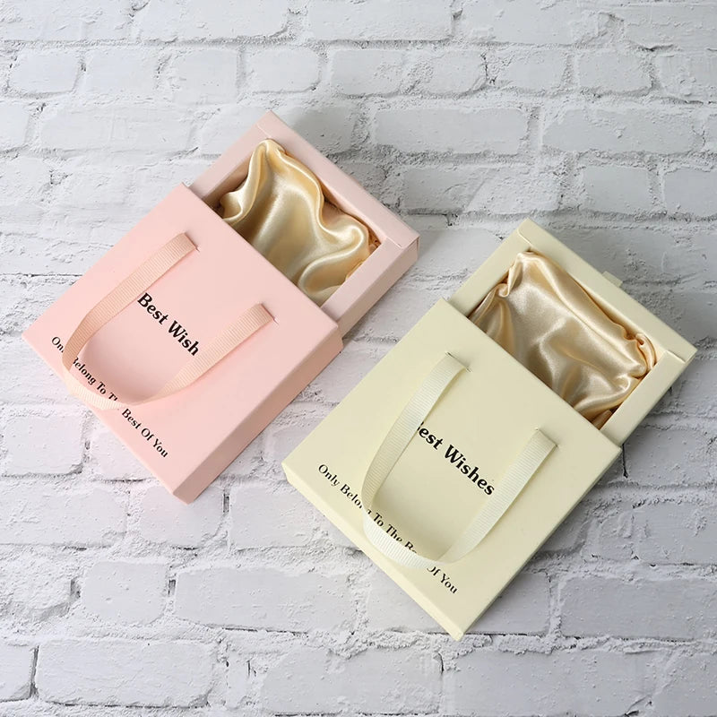 Luxury Drawer Gift Paper Cardboard pink Sponge Inside Jewellery Box