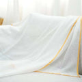 Deluxe Winter Warm Light Yellow Edging Plain 100% Cashmere Wool Breathable Soft Touch Throw Blanket Scarf Shawl