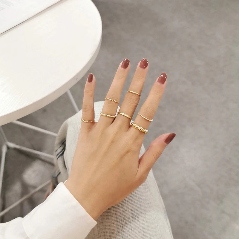 GT Accessories 7 PCS Alloy Rings Gold/Silver Girl Ring Set Jewelry Women Gift