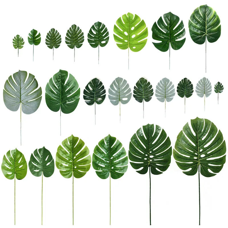 Wholesale Artificial  Green Silk Monstera Plants Leaves for Wedding Birthday Party  Decor