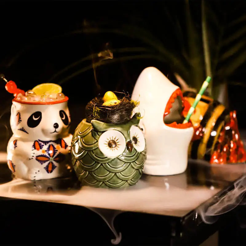 Custom Ceramic Tiki Bar Sets 3d Handmade Ceramic Parrot Animal Coffee