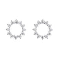 Promotion Rhodium Plated Saw Tooth Snowflake Statements 925 Sterling Silver Circle Moissanite Stud Earrings for Women Unisex
