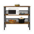 Honghe 3 Tier Standing Type Metal Wooden Kitchen Storage Rack Microwave Compatible Durable Multifunction Customizable Storage