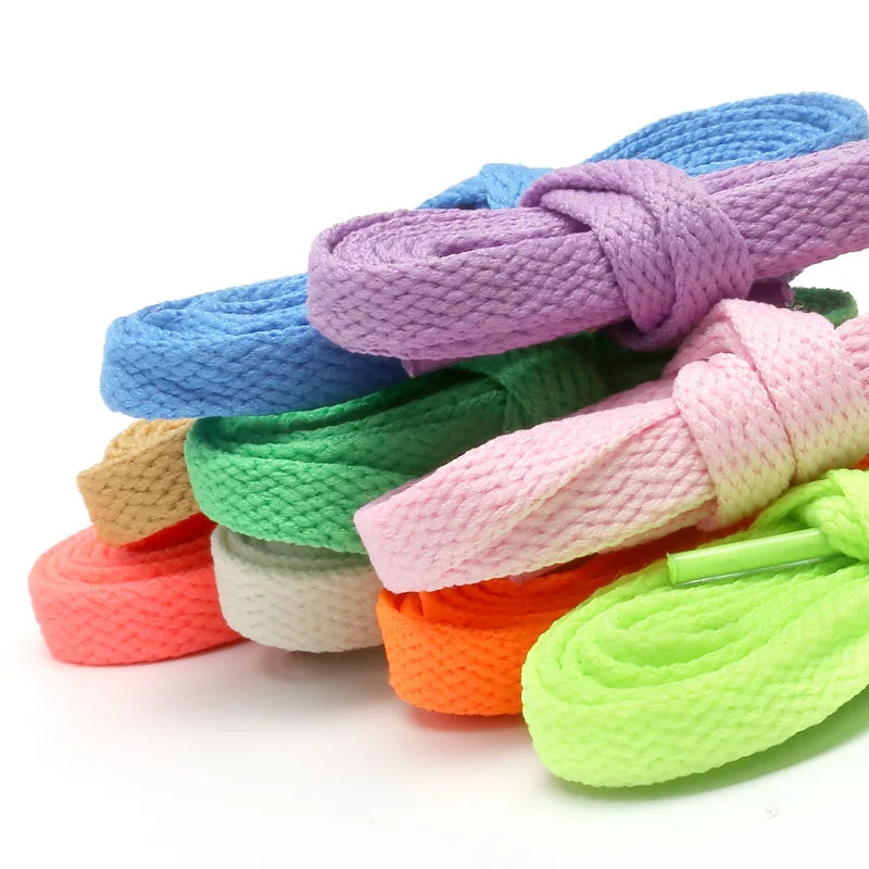 Custom Polyester Shoe Accessories 8mm Flat Tie Laces with Plastic Tips Personalized Shoelaces for Shoes