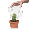 Vintage Hand Blown clear Glass Cactus Shape Vase