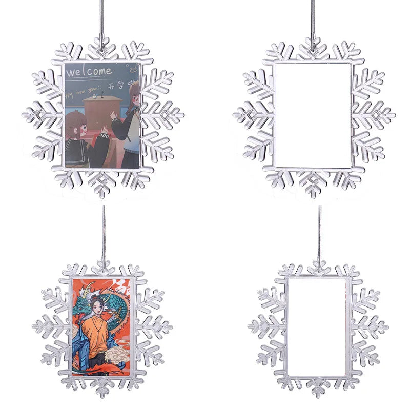 Monogrammed Snowflake Ornament for Christmas Tree Zinc Alloy Metal Xmas Ornament Sublimation Pendant for Christmas Decorations