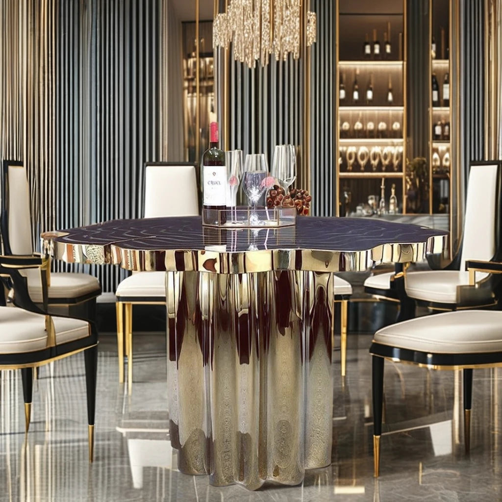 Boca Do Lobo Custom Modern Stainless Steel Gold Tree Stump Dining Table Set Irregular Metal Furniture for Villa Dining Room MegaBDM