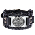 New Trendy Nordic Amulet Medieval Cowhide Adjustable Wide Viking Celtic Knot Totem Bracelet for Women Men