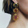 Za Colorful Multi-layer Geometric Metal Gold Plated Drop Earring Resin Acrylic Dangle Earrings for Women Party