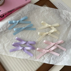 3.74inch French Lace Solid Color Bowknot Hairpins Girl Elegant Ribbon Streamer Hair Clip Accessories Women Daily Hair Clips