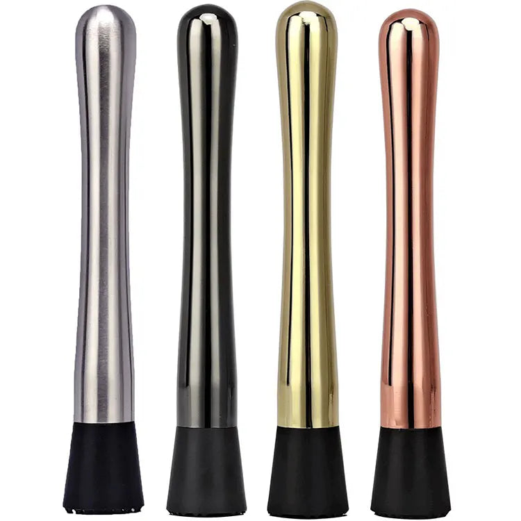 Customized Logo 8" & 9" Stainless Steel Cocktail Muddler in Black Silver Copper Gold for Promotions