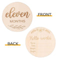 Custom Wood Hello World Birth Sign Newborn Baby Milestone Cards Gift Wooden Discs Pregnancy Milestone Cards