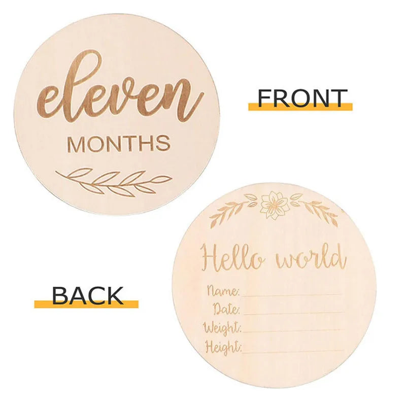Custom Wood Hello World Birth Sign Newborn Baby Milestone Cards Gift Wooden Discs Pregnancy Milestone Cards