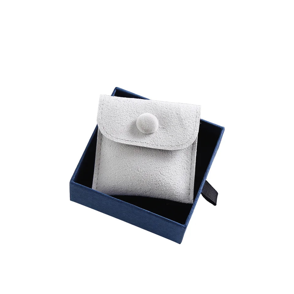 Custom Logo Microfiber Cloth Jewelry Box Snap Button Available Various Sizes Gift Favors Microfiber Jewelry Pouch Display