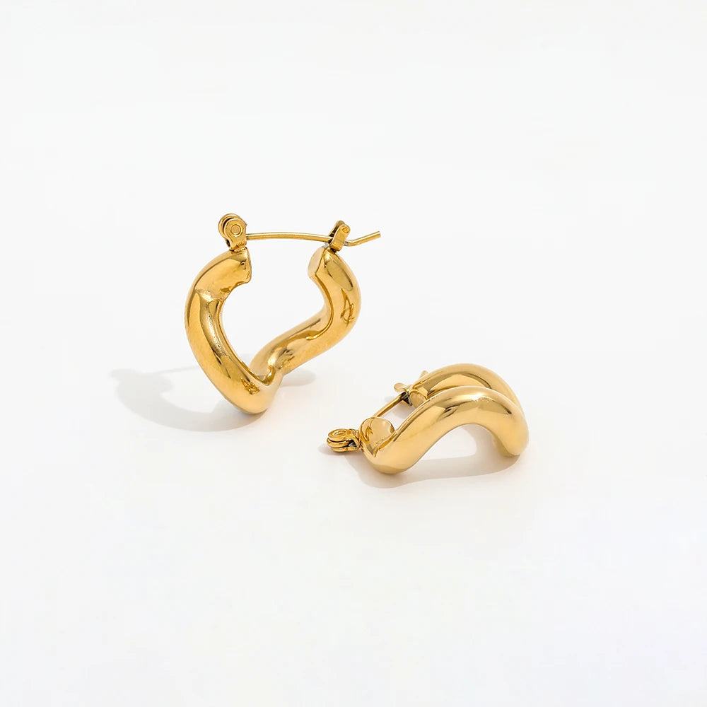 Trendy Earring 18K PVD Gold Link Chain Drop Earring Irregular Gold Plated Jewelry Stainless Steel Earrings Women MegaBDM
