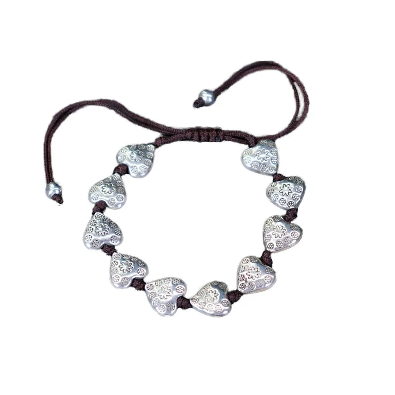 Wholesale Antique Thai Silver Plated Fish Heart Elephant Hand-Woven Adjustable Alloy Bracelet Charms for Men Women Fashion