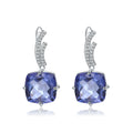 Abiding Fashion Fine Jewelry Classic Natural Iolite Blue Mystic Quartz Drop Earrings 925 Solid Sterling Silver Earrings